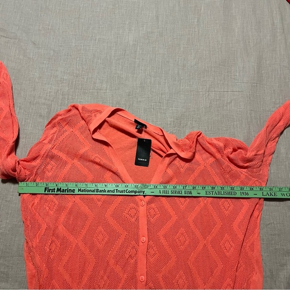 NWT Torrid Orange Open Knit Cardigan Size 4 lightweight fall transition lace - Picture 6 of 6